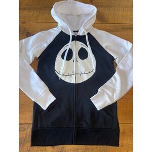 NWT Nightmare Before Christmas Jack Skeleton Black‎ White Full Zip Hoodie XS